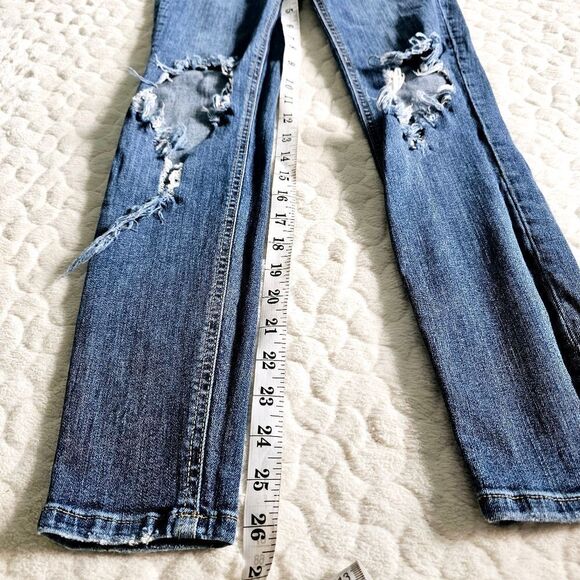 Free People distressed skinny jeans ripped denim 27 4 - Picture 2 of 7